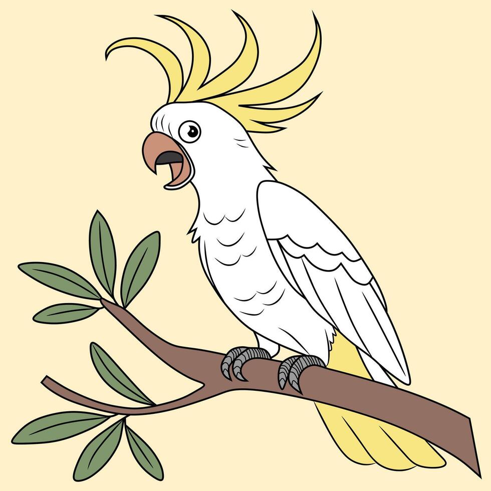 Colorful Cockatoo Bird Illustration on Yellow Background vector