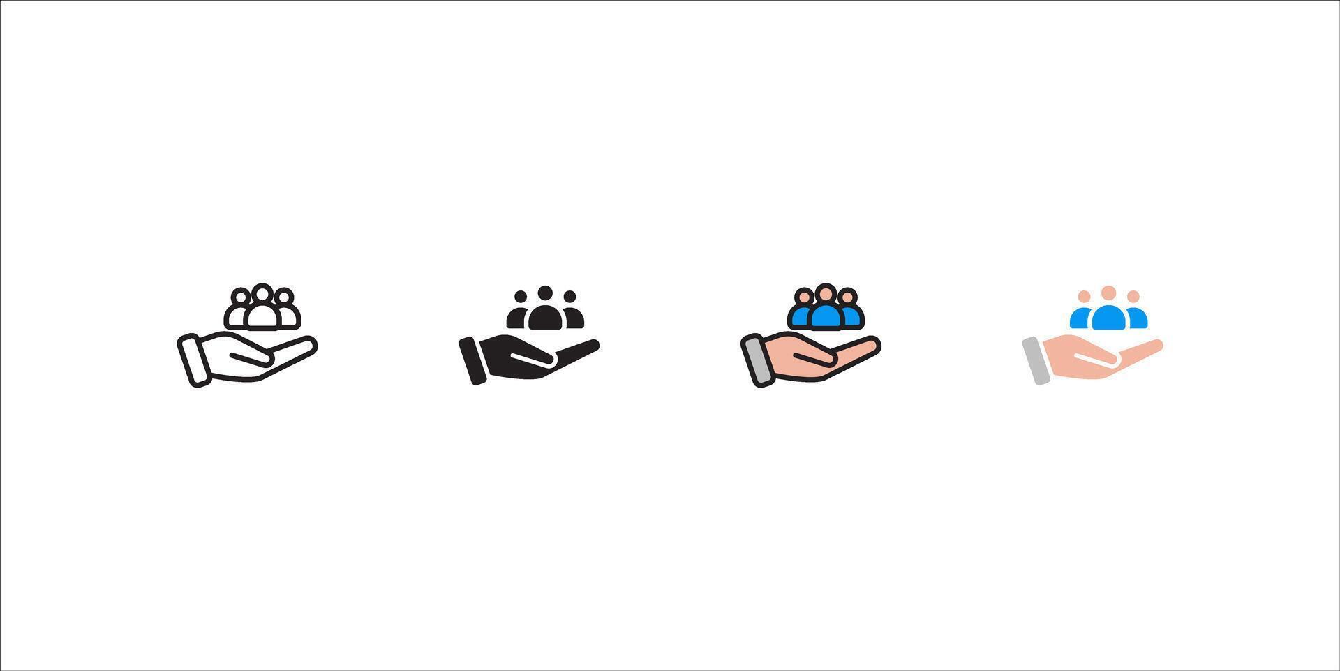 An inclusive workplace. Employees Protection Filled Outline icon set. illustration vector