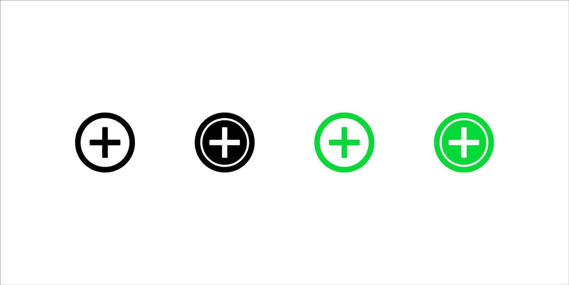Add icon set in black circle. Social media plus button vector