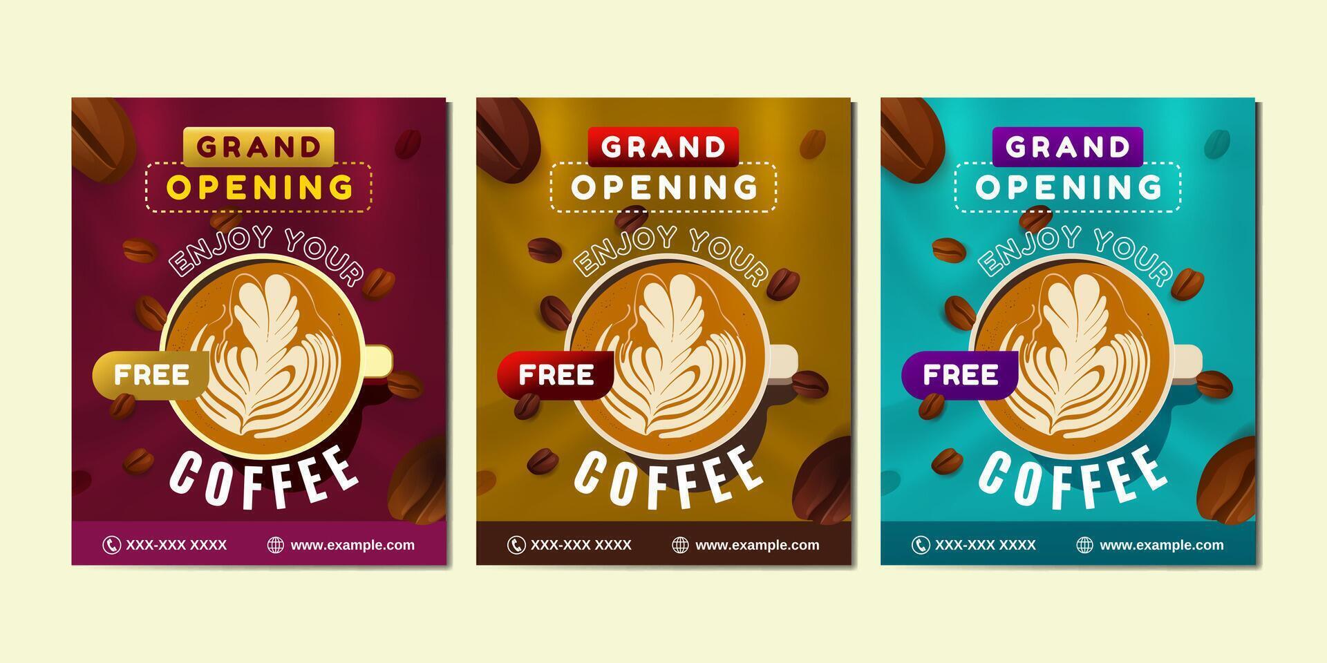 Coffee Shop Grand Opening Social Media Post Design vector