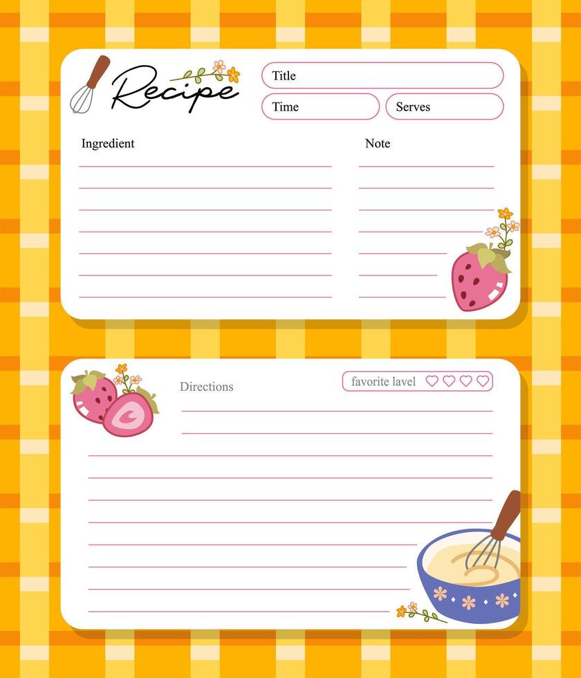 hand drawn retro orange recipe card template vector