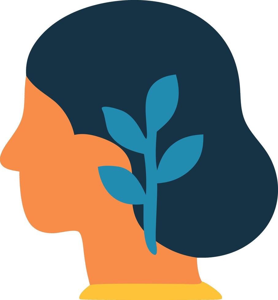 Colorful Profile of a Person with a Delicate Plant Design vector