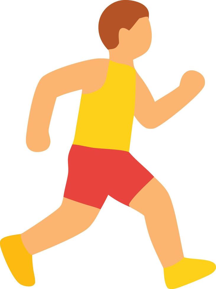 A stylized illustration of a person running, rendered in flat, bright colors. The figure is in mid-stride. vector