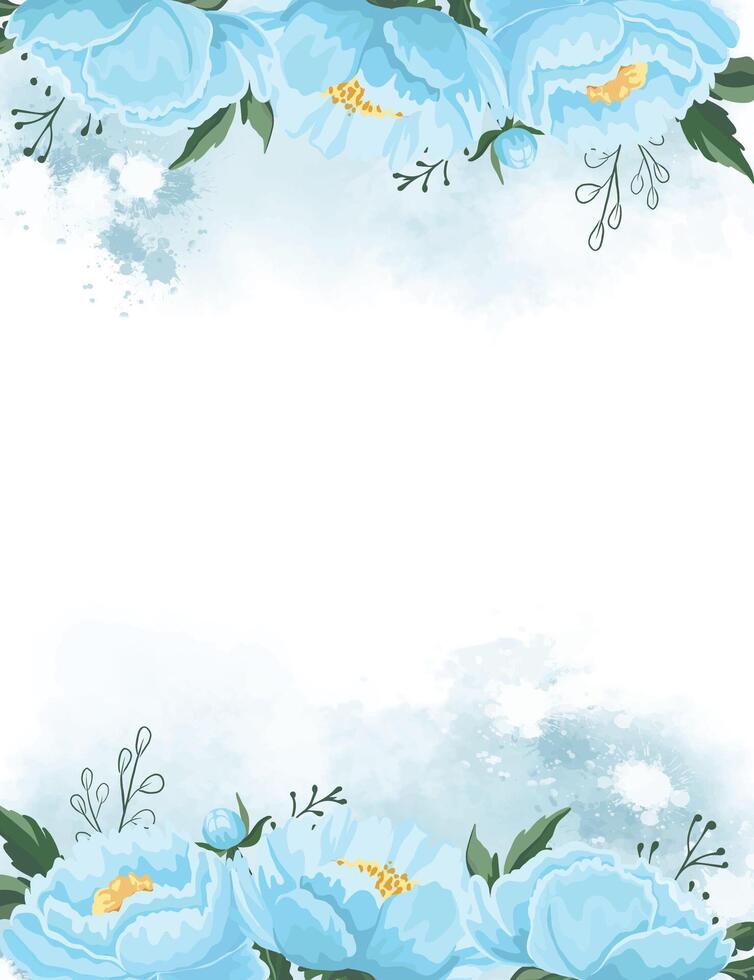 Blue floral background with peonies vector
