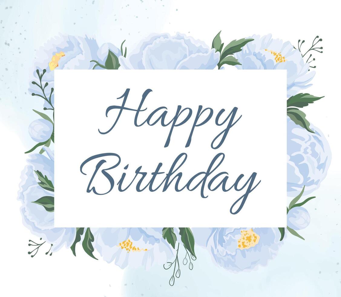 Happy Birthday floral card design vector