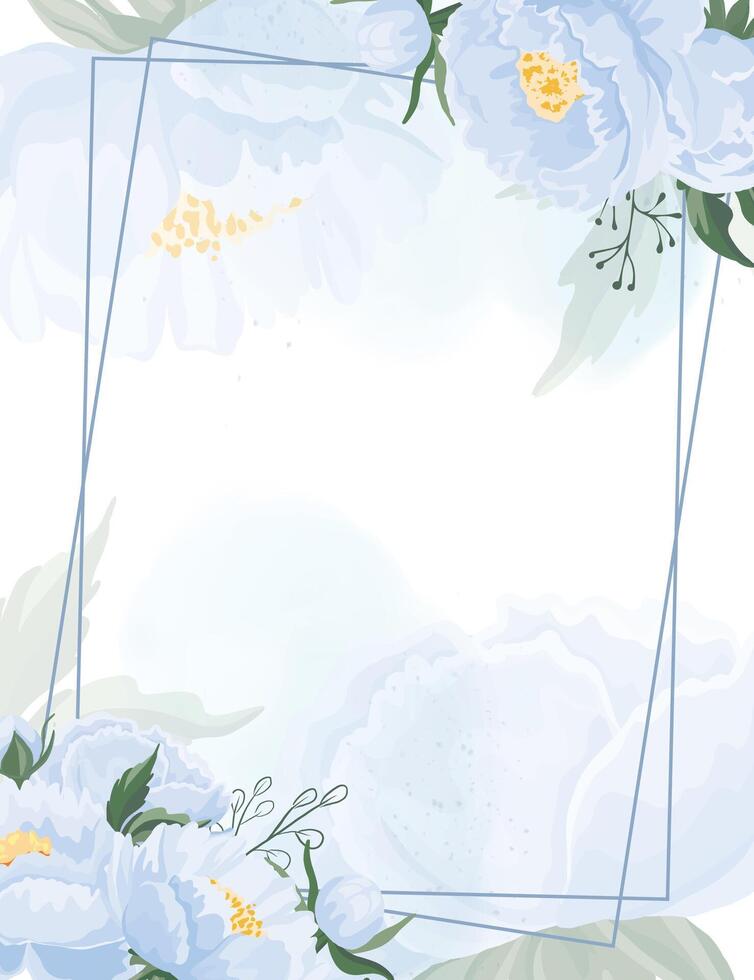 Floral frame illustration with soft blue flowers vector
