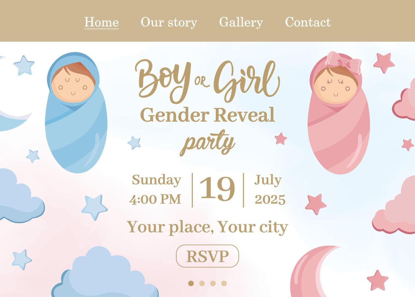 Gender reveal party invitation design vector