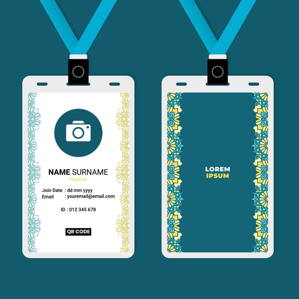 ID Card Design with Oriental Geometric Luxury Ornament Border vector