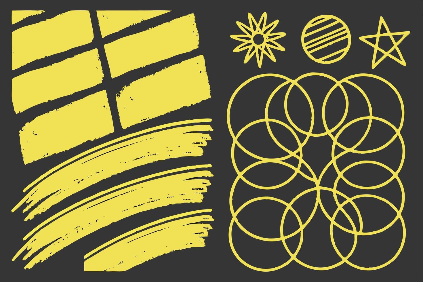 Energetic Yellow Abstract Art Bold Brushstrokes, Geometric Shapes, and a Vibrant Mood on a Dark Background vector