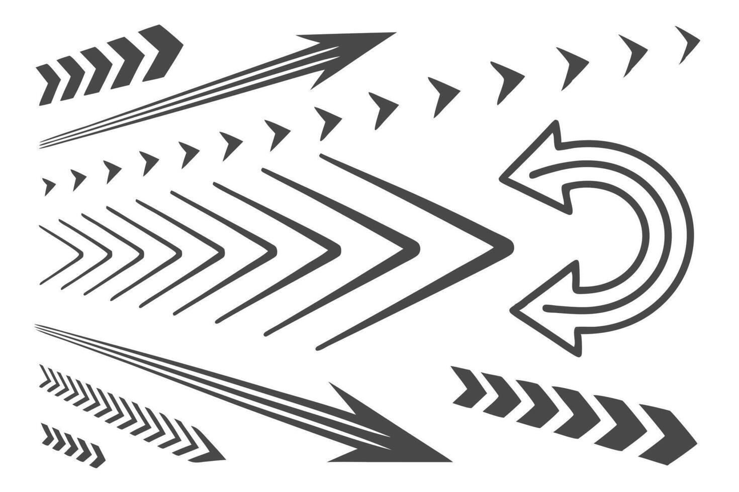 Dynamic Abstract Arrows A Collection of Motion Graphic Elements for Design Projects, Conveying Speed, Direction, and Movement vector