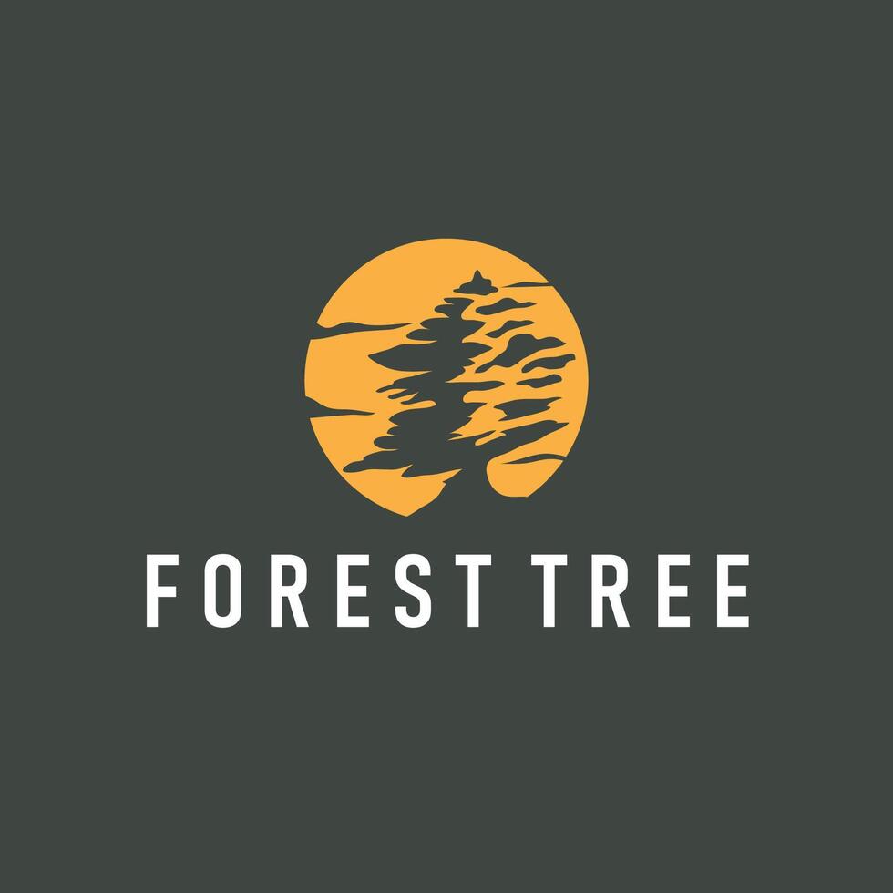 tree silhouette concept children playground logo natural tree concept as a playground and green forest tree nature as a product brand poster illustration template vector
