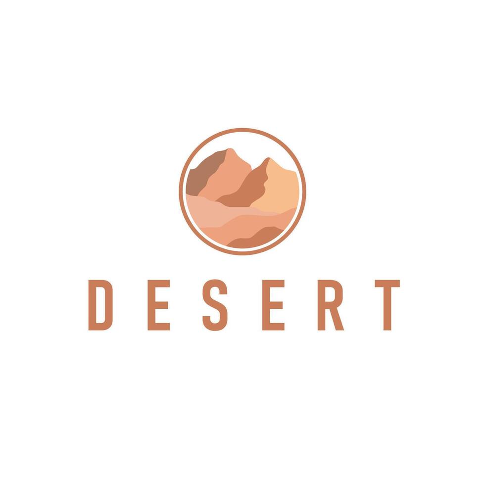 natural scenery logo sahara elegant concept, mountain view and cactus trees in the sahara desert, as a symbol of design template illustration vector