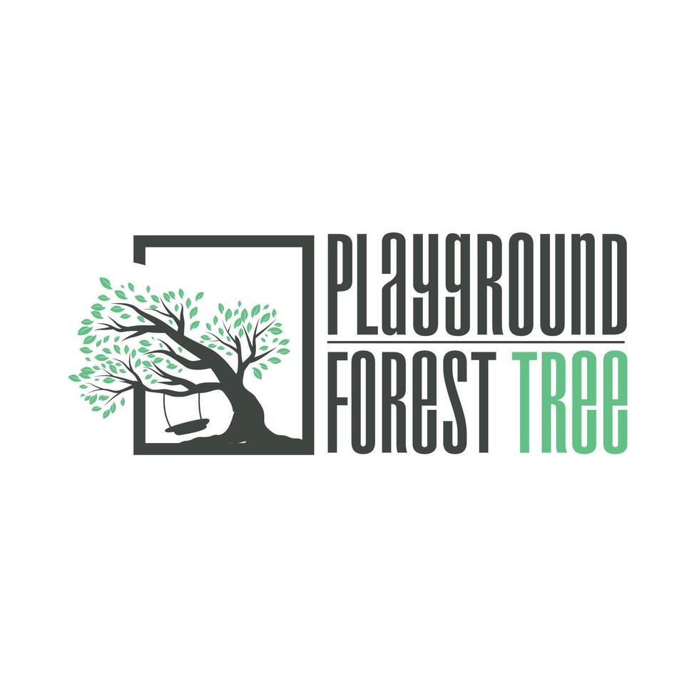 tree silhouette concept children playground logo natural tree concept as a playground and green forest tree nature as a product symbol or poster illustration template vector