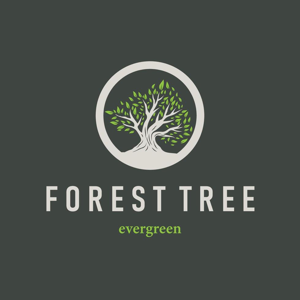 tree silhouette children playground logo natural tree concept as a playground and green forest tree nature as a product brand symbol or poster illustration template vector