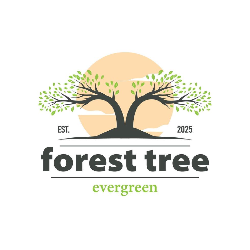 tree silhouette concept children playground logo natural tree concept as a playground and green forest tree nature a product brand symbol or poster illustration template vector
