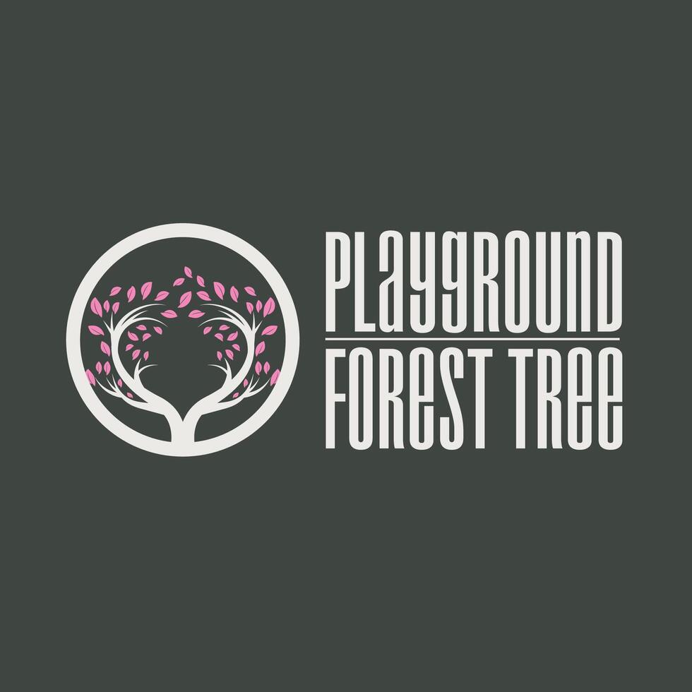 tree silhouette concept children playground logo natural tree concept a playground and green forest tree nature as a product brand symbol or poster illustration template vector