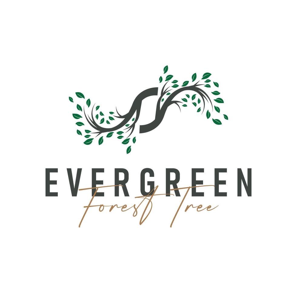 tree silhouette concept children playground logo natural tree concept as playground and green forest tree nature as a product brand symbol or poster illustration template vector
