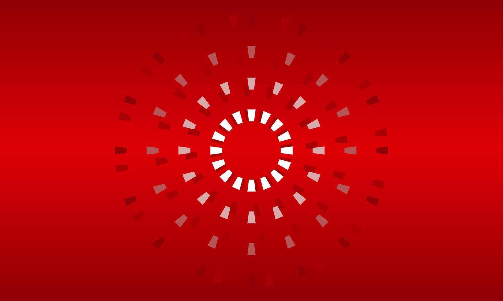 Abstract red gradient background featuring concentric circular white dash lines radiating from the center. Ideal for modern design, technology themes, or festive visual elements. vector
