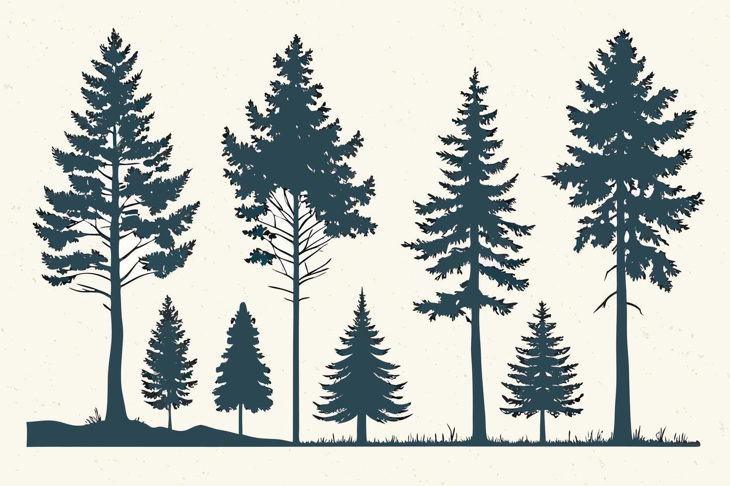 Serene Silhouette of Majestic Evergreen Trees in a Peaceful Forest Landscape - Professional digital artwork with vibrant colors and detailed composition vector