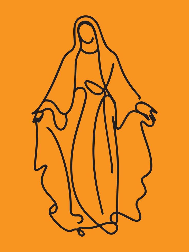 Flowing robe draped figure outline religious vector