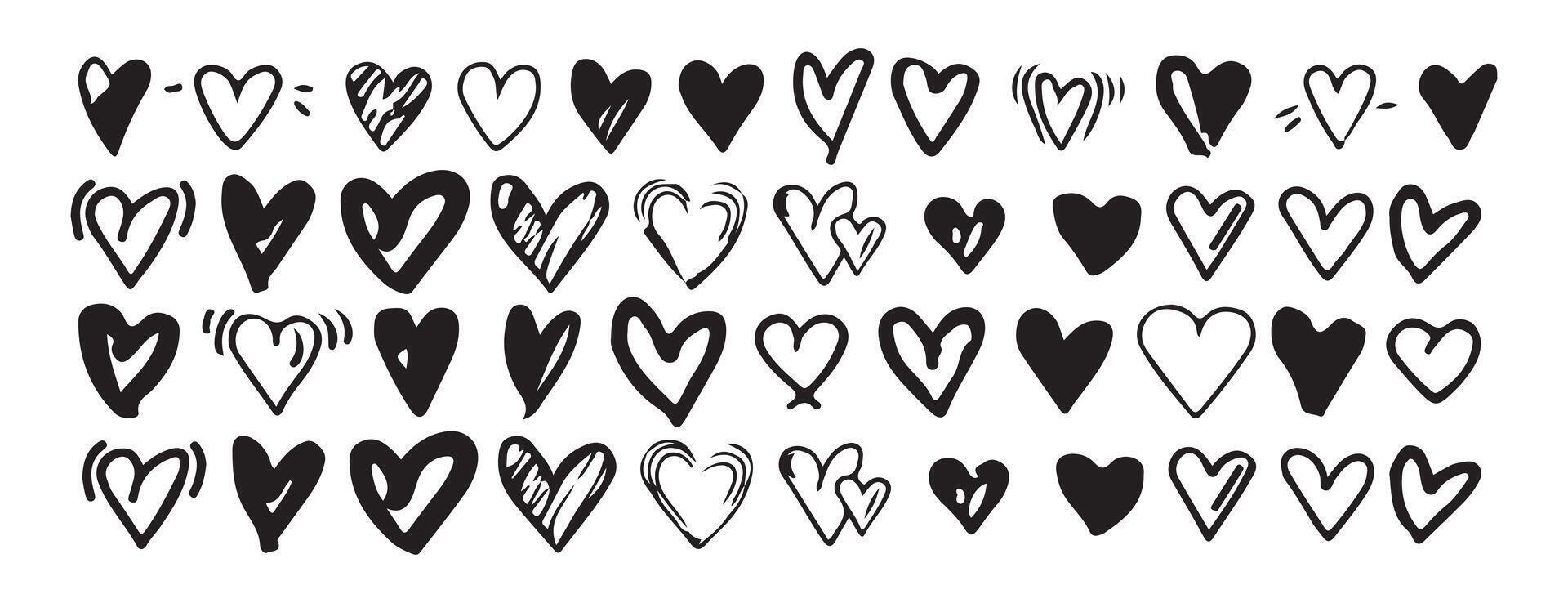 Hand drawn hearts or heart brush vector
