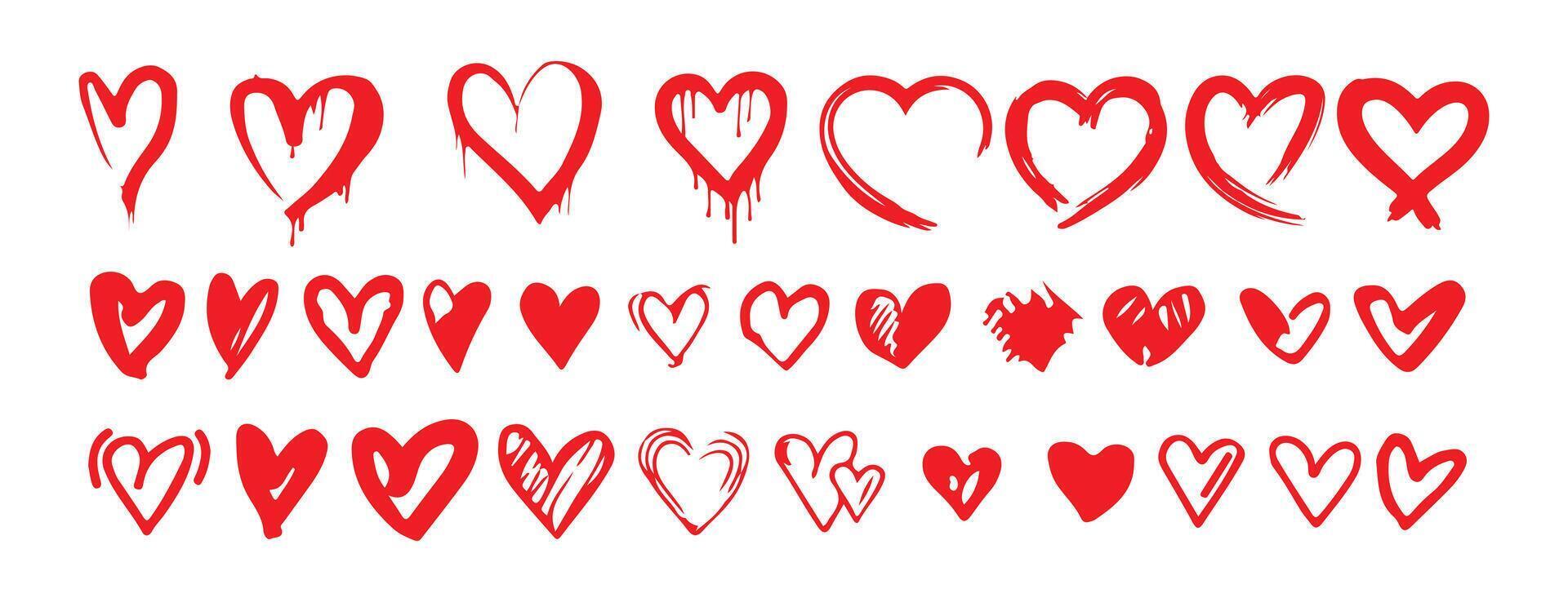 Red heart doodle hand drawn scribble Valentine's Day vector