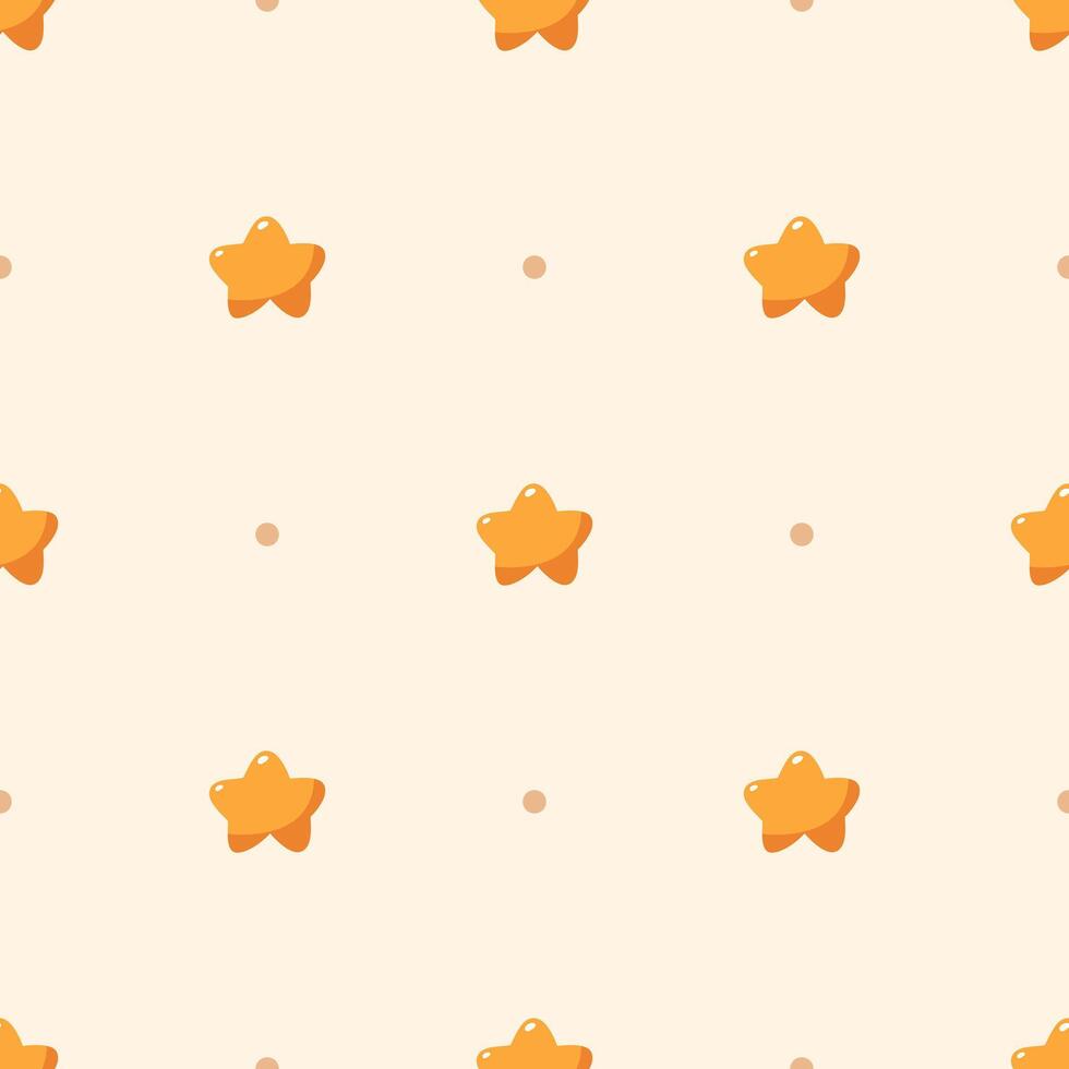 Seamless Bohemian baby pattern with yellow stars and circles. vector