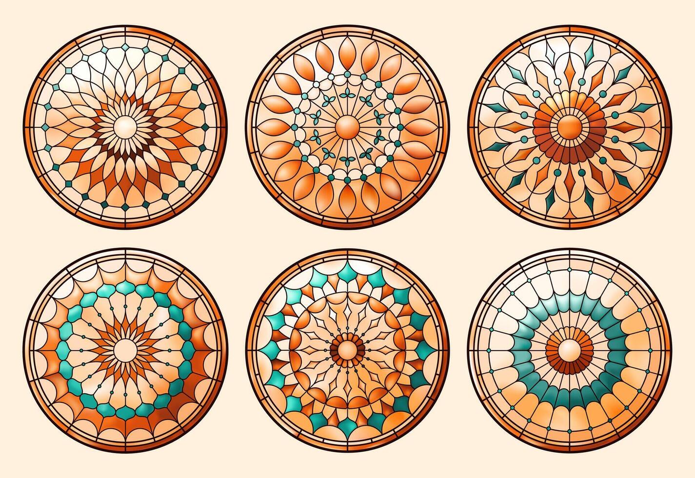 colorful stained glass mandalas vector