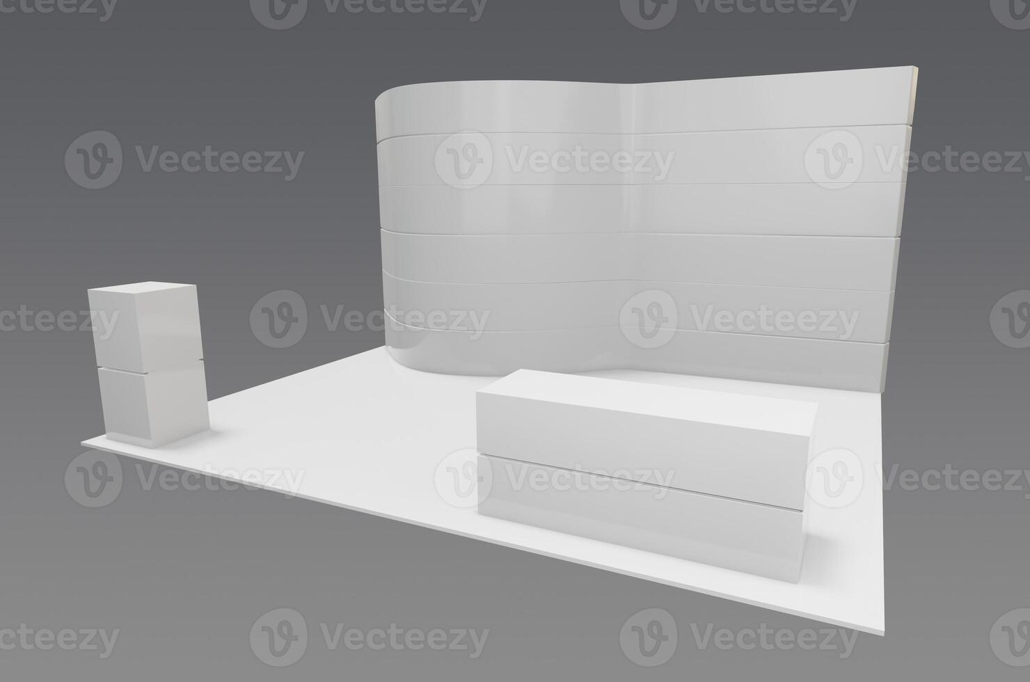 3d model of a white wall with a table and a chair photo