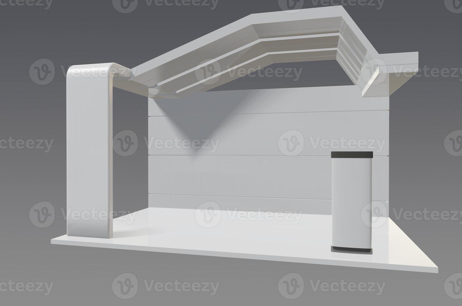 A 3d model of a small white building photo