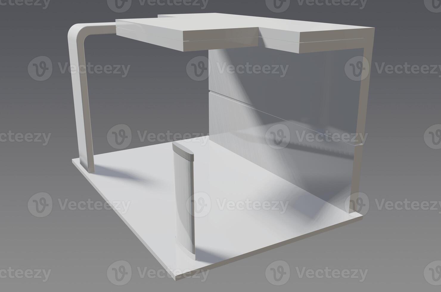 A 3d model of a white table with a shelf photo
