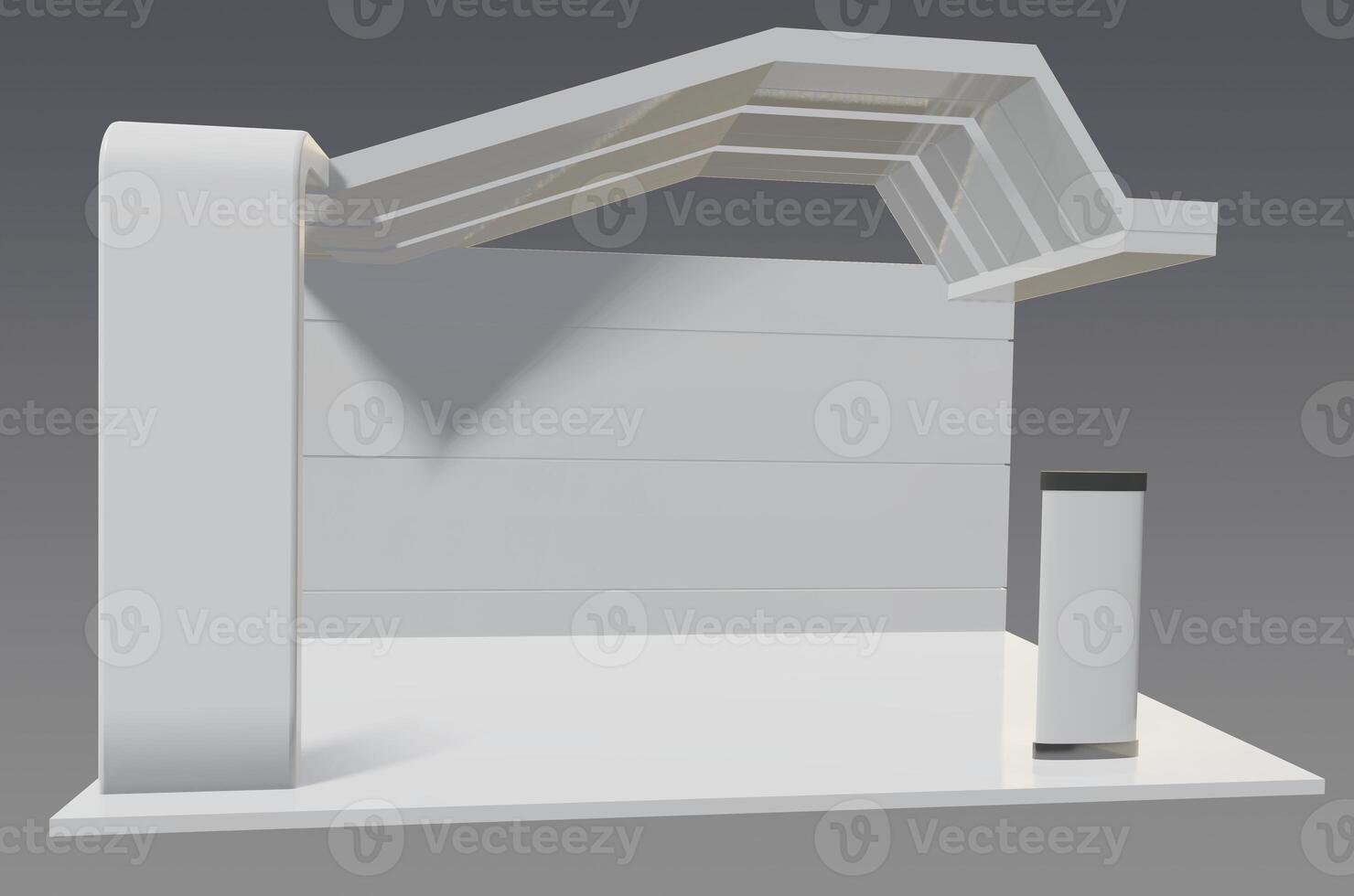 A 3d model of a white building with a door photo