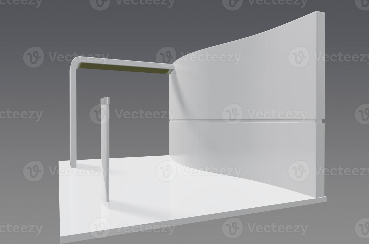 A white wall with a curved wall and a door photo