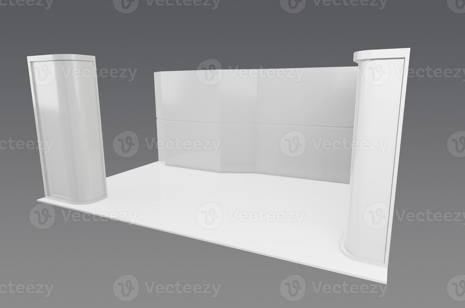 3d model of a white display booth with two columns photo