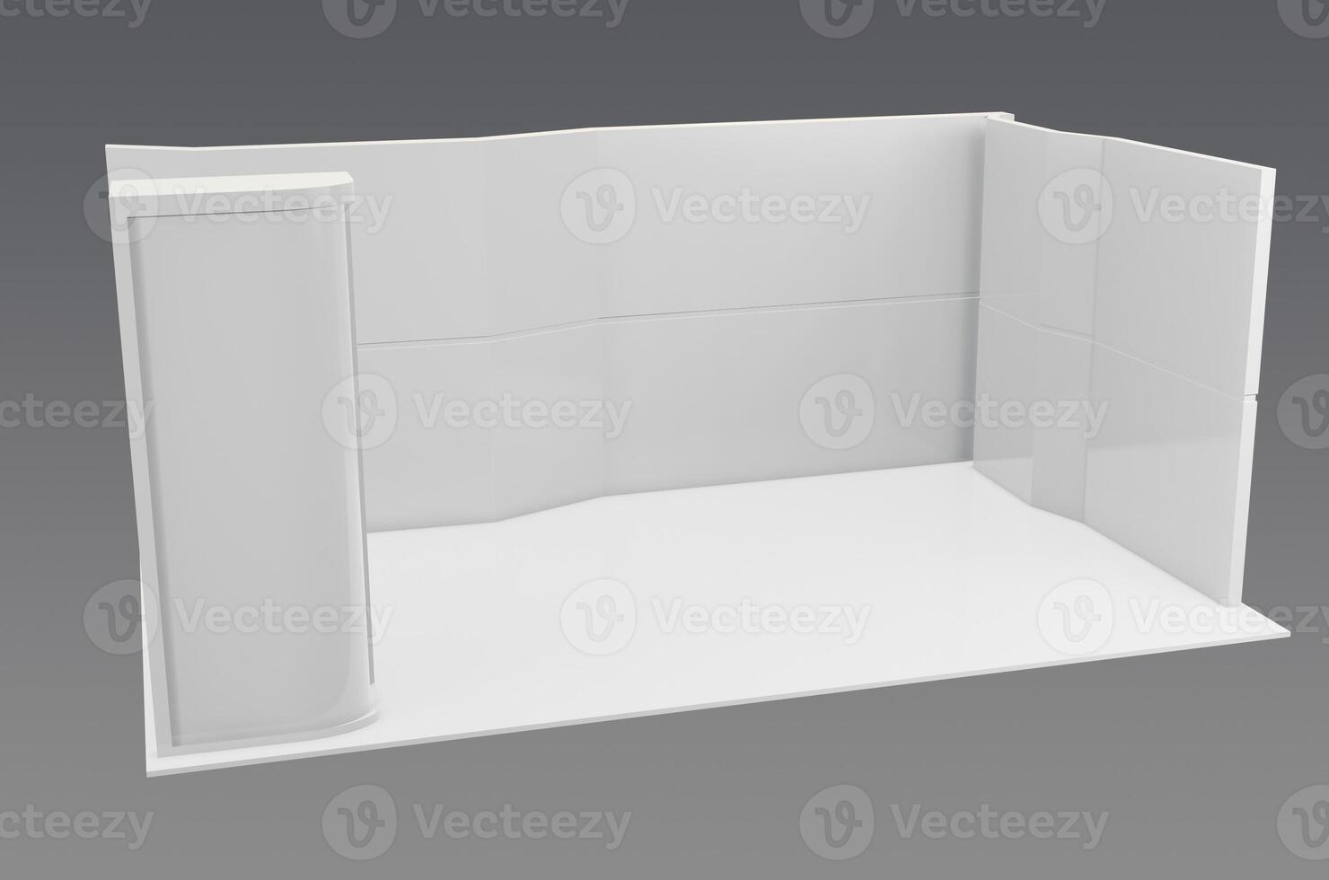 A white shower stall with a white wall photo