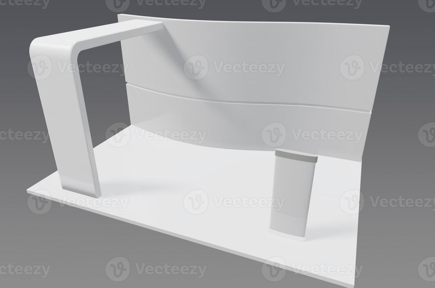 A white chair with a curved back and a curved armrest photo