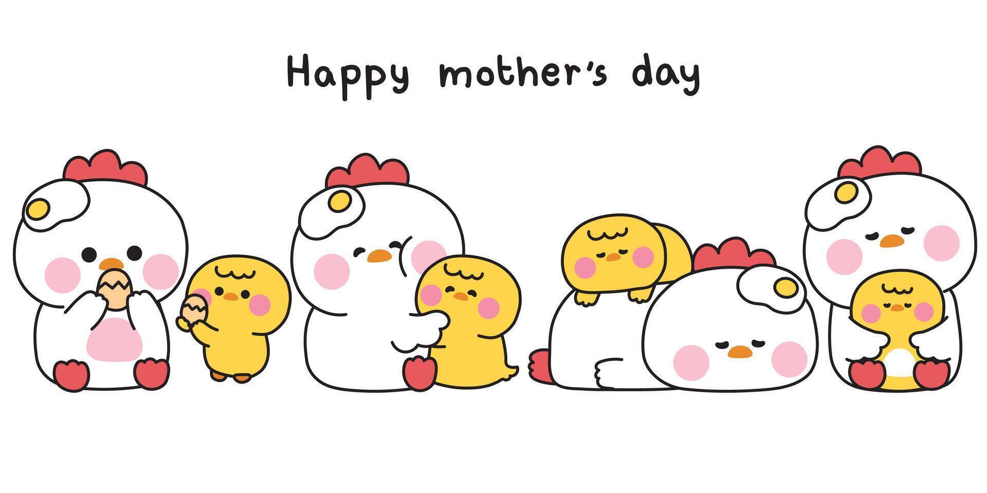 Cute chickens celebrating Mother's Day vector