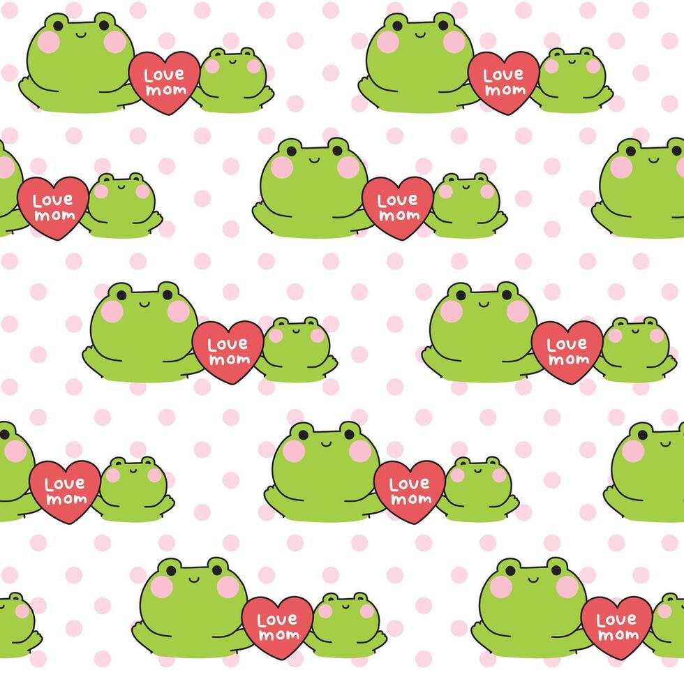 Frogs with hearts saying Love Mom vector