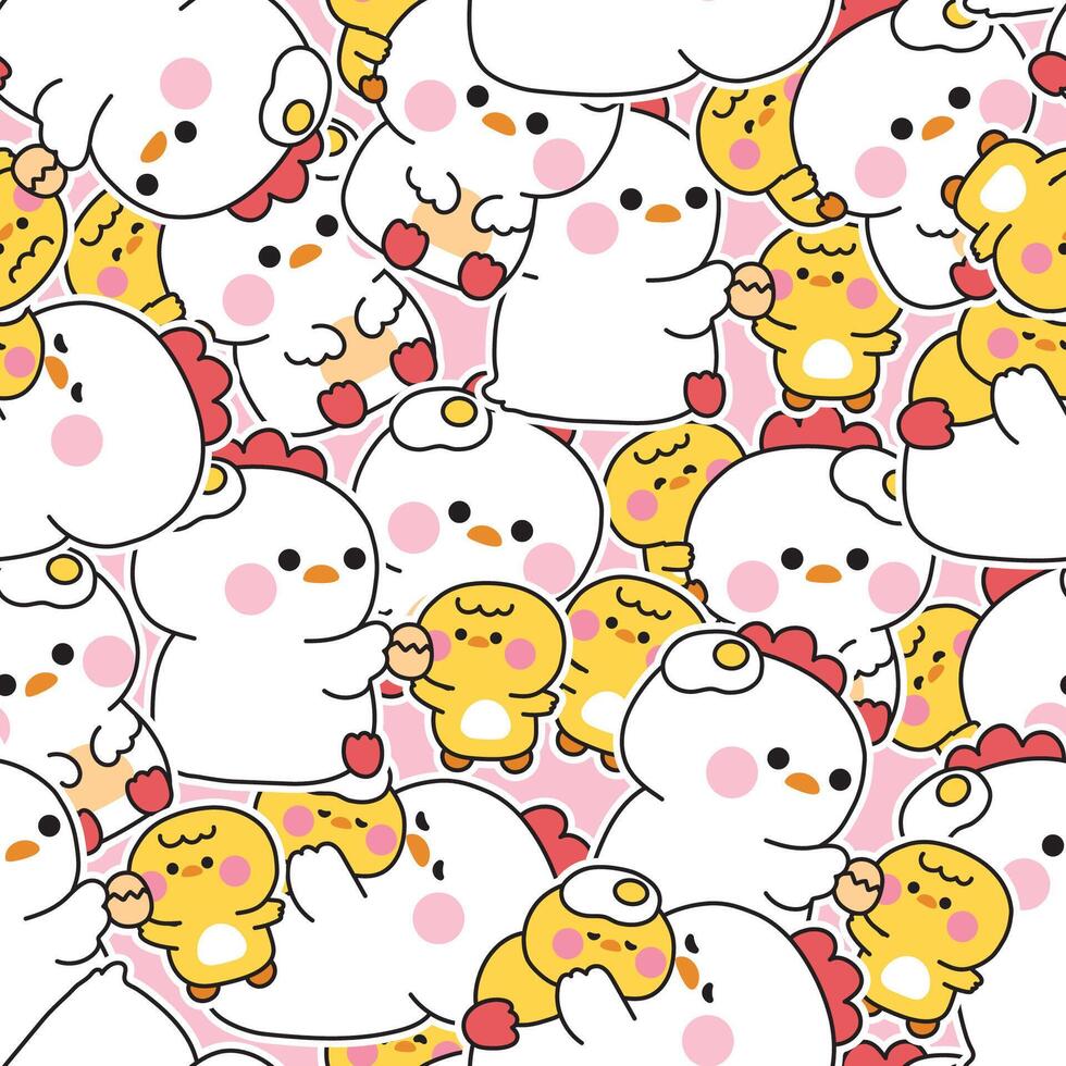 Cartoon chickens and ducks pattern vector