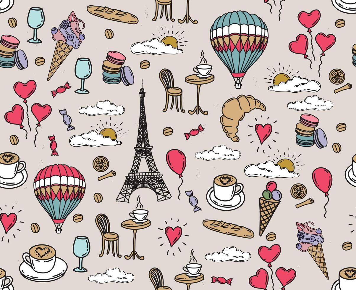 French pattern, Paris sketch illustration vector