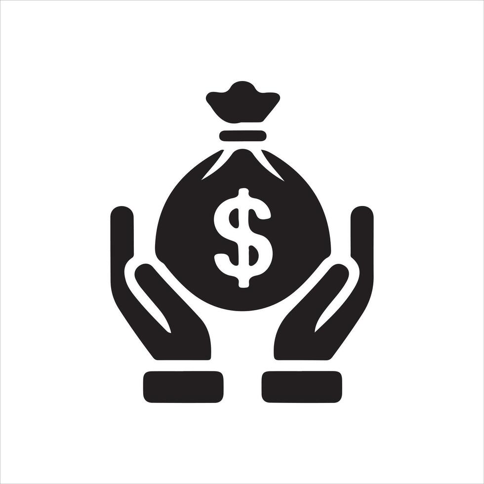 Hands Holding Money Bag Dollar Symbol Financial Security Icon vector