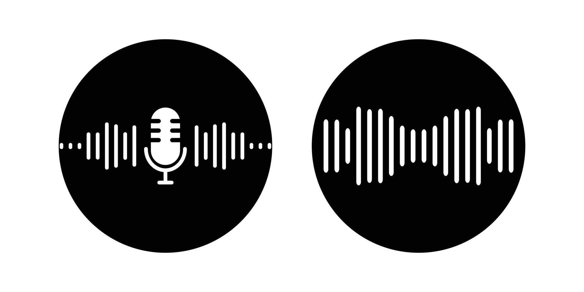Podcast microphone and audio wave graphic. Podcast player. vector