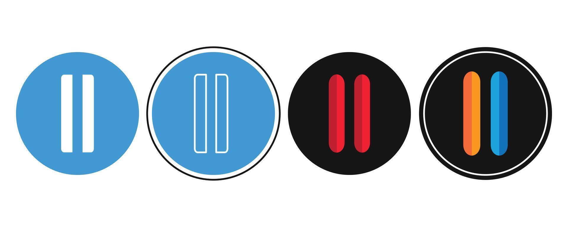 Pause Icons or Volume icons in Various Color Schemes. vector