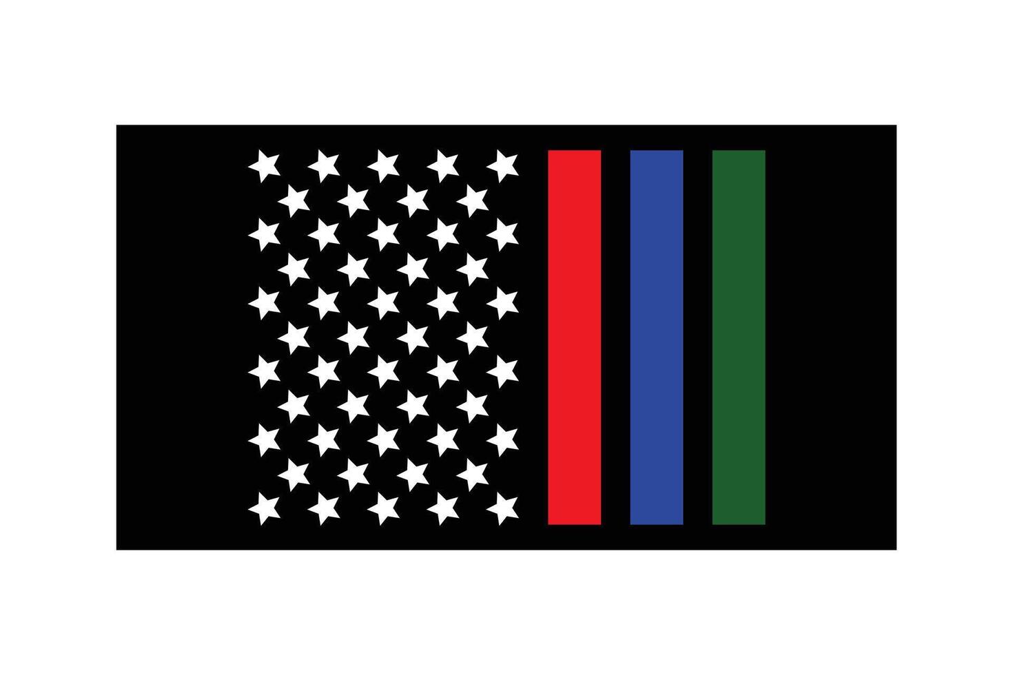 Patriotic Support Flag with First Responders Colors. vector