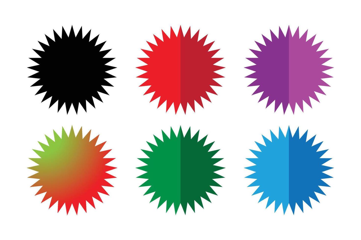 Colorful Starburst Stickers for Graphic Design. vector