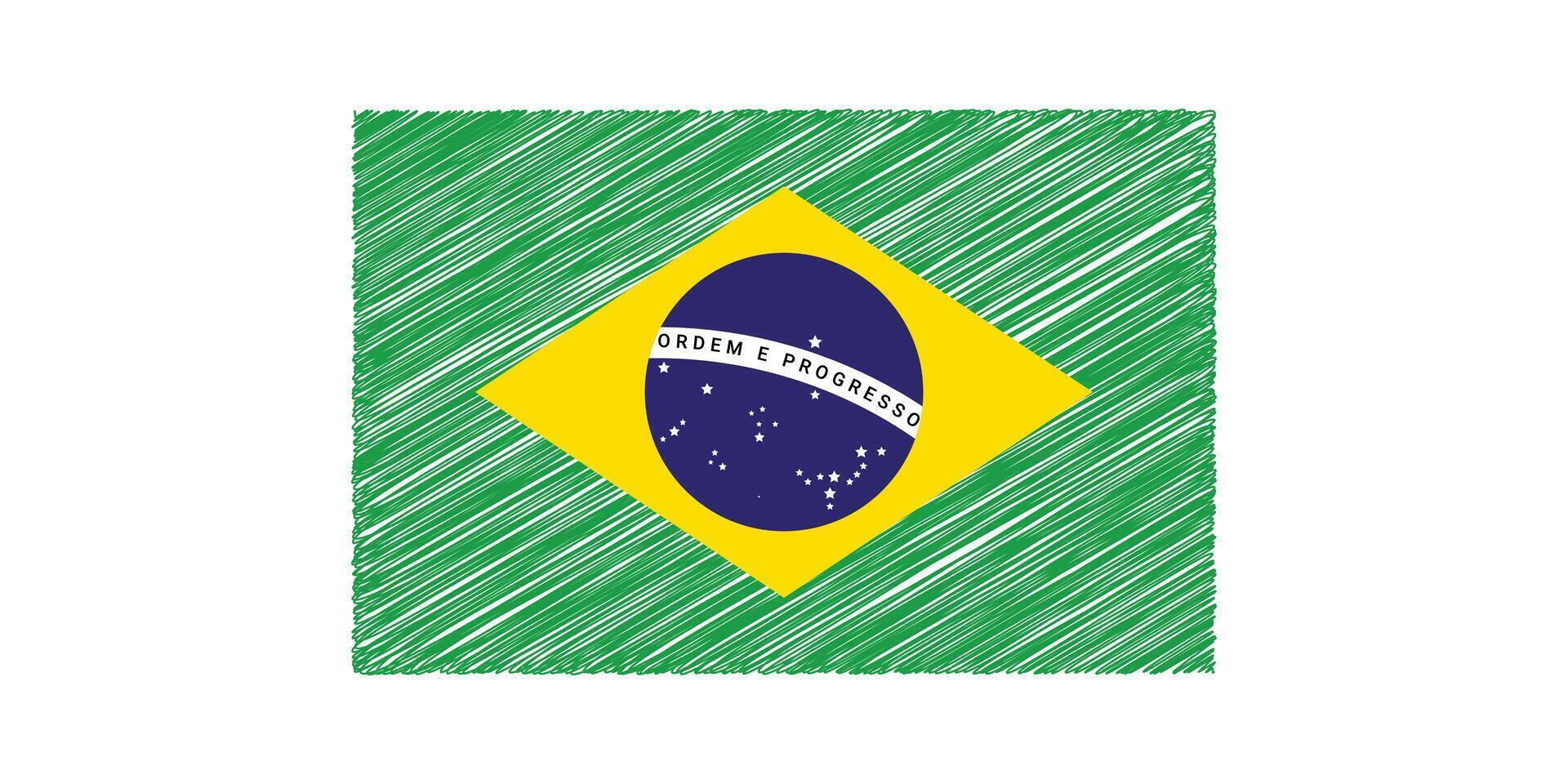 Hand drawn sketch of the Brazilian flag. vector