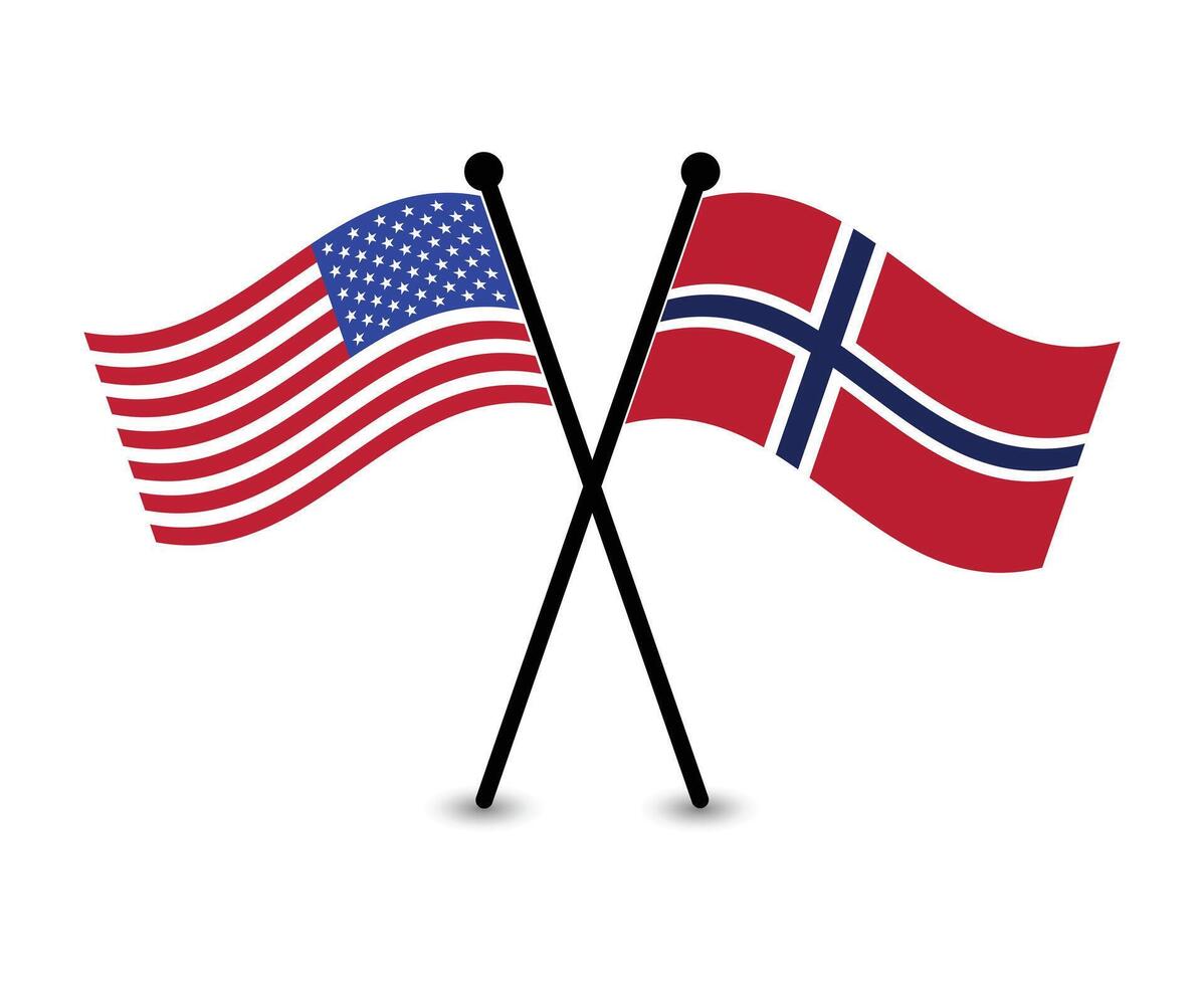 United States and Norway flags vector