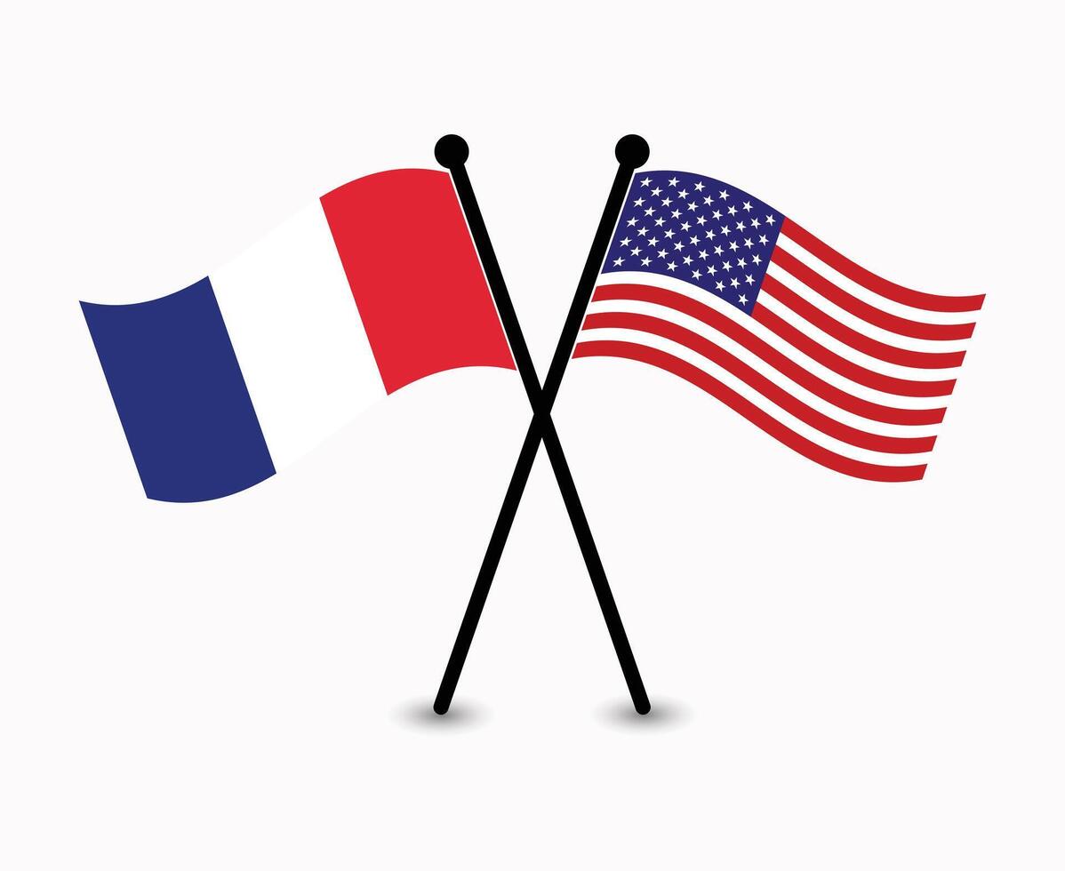 France and USA flags crossed illustration vector