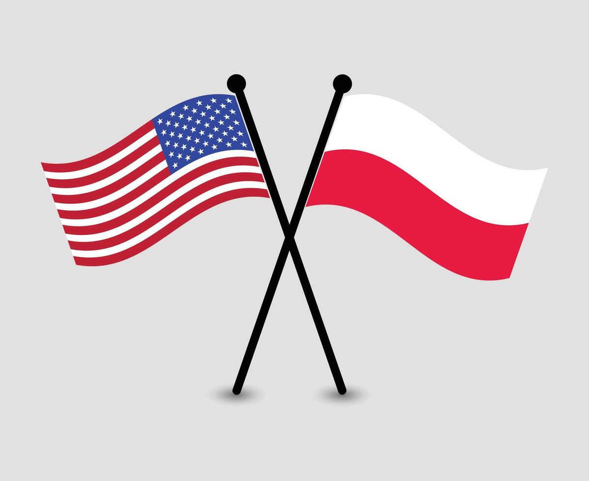 Crossed USA and Poland flags vector