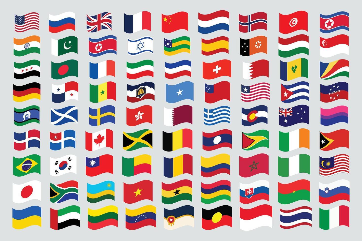 Flags of many different countries vector